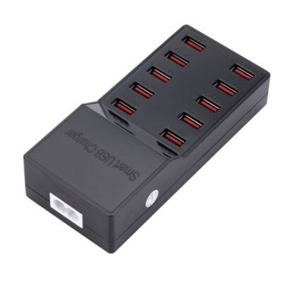 10-Port Multi USB Charger Station Hub Wall Fast Charging Power Adapter Black