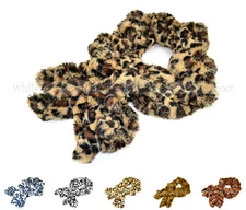 Faux Fur Leopard Cheetah Print Pull Through Collar Neck Wrap Loop Infinity Scarf