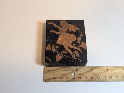 Printing Letterpress Printers Block, Girl Dancing With Vines, Vintage - Picture 6 of 13