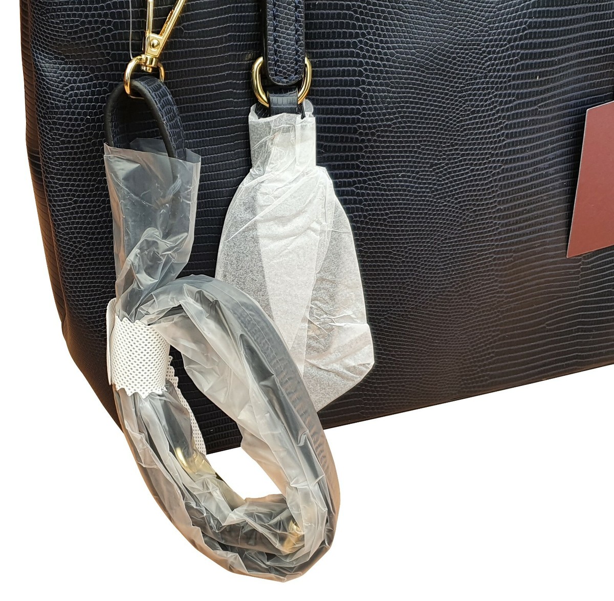 CARVELA Navy Blue Handbag Mini Hooper Slouch Lizard Print Med Tote