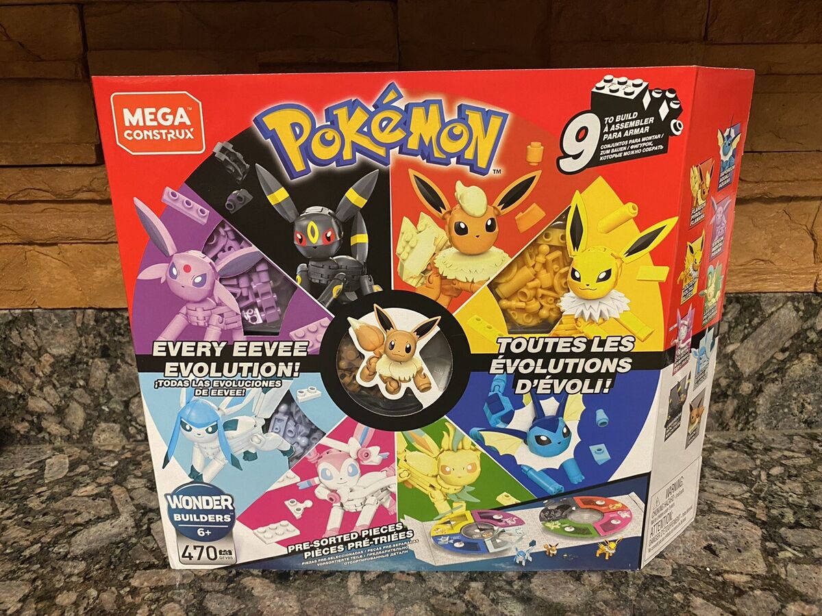 MEGA Pokemon Building Toy Kit Eevee Evolution Set (470 Pieces) with 9  Figures for Kids 