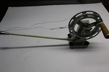 vintage Big Jon, Inc. aluminum down rigger fishing reel w/ cable