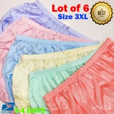 6x Women's Nylon High Waisted Underwear Size 3XL Full Cut Briefs Panties Vintage