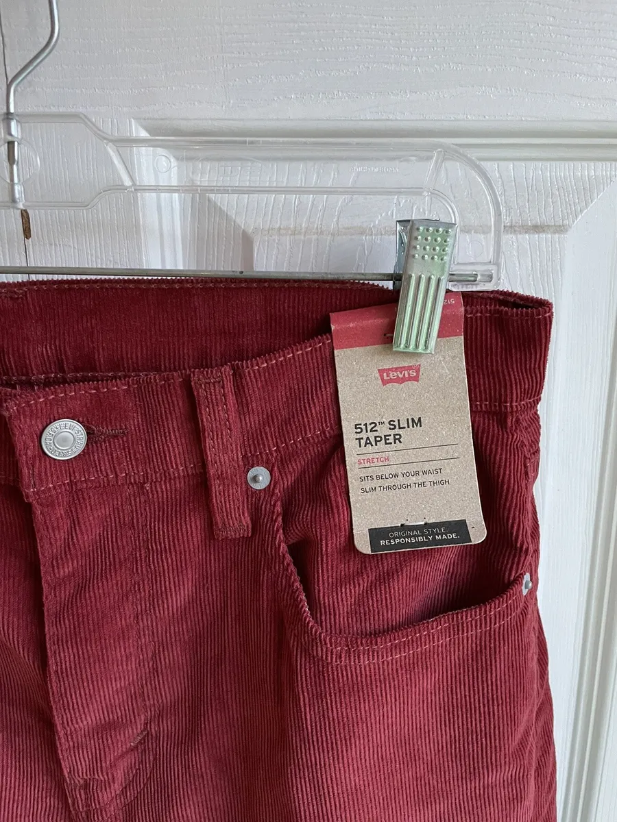 Men's Levi's Slim Taper Red Corduroy L Pants $80 30 x 30 | eBay