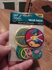 Peace Sign Embroidered Iron On Patch Set 1"-2" diameter 7PCS Love Hippy Theme