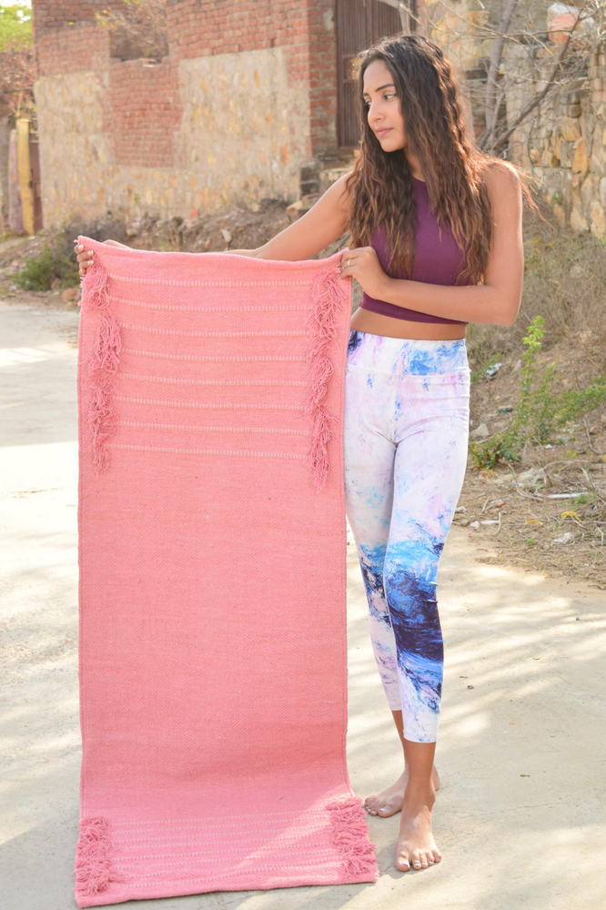 Thick Non-Slip Organic Cotton Yoga Mat for Pilates Workout 2x6 FT