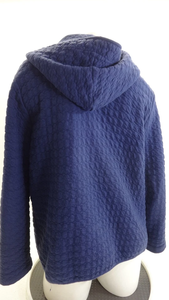 CAROLYN TAYLOR WOMENS NAVY COTTON BLEND SWEATSHIRT HOODIE SIZE L - Image 3 of 4