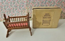 Vintage 1:12 dollhouse Colonial Swinging Cradle medium wood finish
