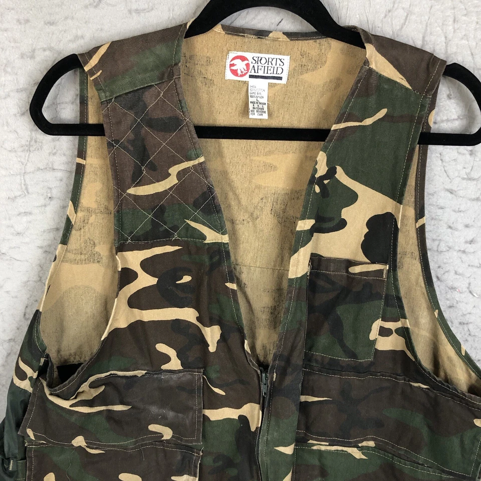 Vintage Sports Afield Camo  Vest Mens L Full Zip Outdoors Camouflage Hunting - Image 2 of 4