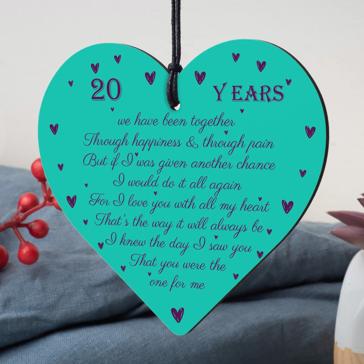 Anniversaire 20th Anniversaire de Mariage Fian ailles Bois Plaque