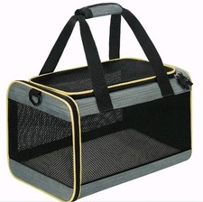 Soft-Sided Pet Carrier By DALIAN Size Medium Grey  Yellow NEW