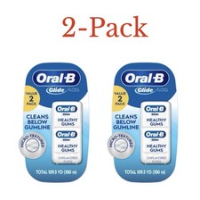 2-Pack Oral-B Glide Healthy Gums Unflavored Dental Floss, Smooth Shred Resistant
