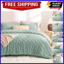 Fleece Queen Comforter Set Sage Green,Super Soft  Warm Fluffy Bedding with C...