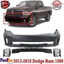 Front Bumper Cover & Fog Light Assembly Kit For 2013-2018 Dodge Ram 1500