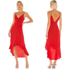 Lovers + Friends Women's Red V-Neck Sleeveless Bridget Midi Dress Size Small