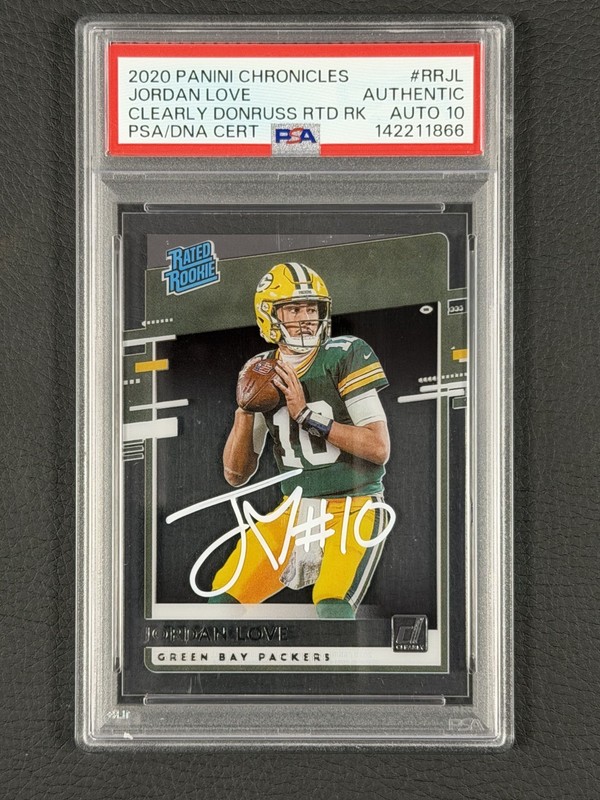 2020 PANINI CHRONICLES CLEARLY JORDAN LOVE ROOKIE RC PSA AUTHENTIC AUTO 10