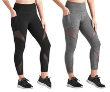 Compression Athletic Ankle Leggings with Pockets MEDIUM Black and Grey Heather 2