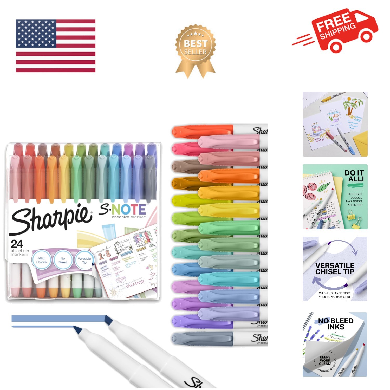 S-Note Creative Markers, Pastel Highlighters, Art Marker Set, Assorted Colors...