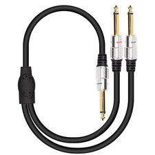6.35Mm 1/4" TS Male to Dual 6.35Mm 1/4" TS Male Mono Stereo Y Cable Splitter Cor