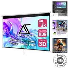 Retractable 110-Inch Projector Screen - 16:9 Aspect Ratio, Auto Locking System
