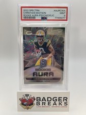 2022 Panini Spectra Christian Watson Rookie Aura Psychedelic 3/5 #AUR-CWA PSA 9