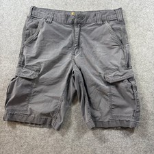 Carhartt Mens Relaxed Fit Cargo Shorts 34 Grey Ripstop Workwear 103543 029