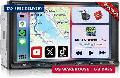 Double Din Car Stereo Wireless Apple CarPlay Android Auto, 7in Double Din Radio