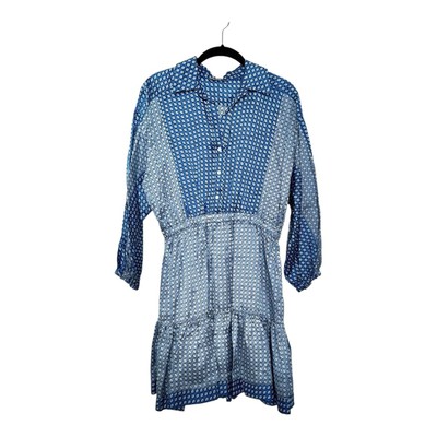 NWT Sandro Kate Geometric Long Sleeve Tiered Shirtdress Size 38