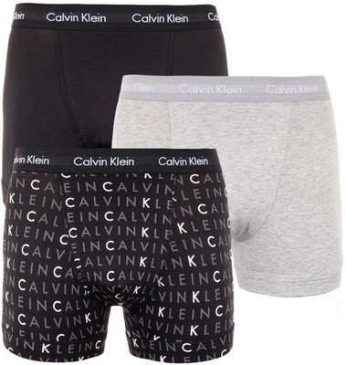 Calvin Klein 3er Pack Cotton Stretch - Normal Rise Trunks (Black Allover Logo)