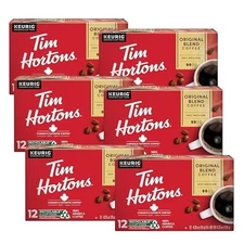 Tim Hortons Original Blend, Medium Roast Coffee,72ct K-Cups,12 Count, Pack of 6.