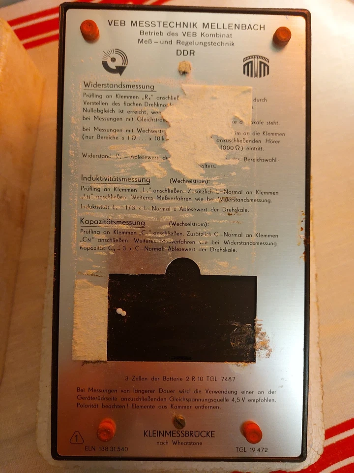 DDR Kleinmessbrücke Widerstandsmeßbrücke nach Thomson VEB Messtechnik Mellenbach - Bild 4 von 4