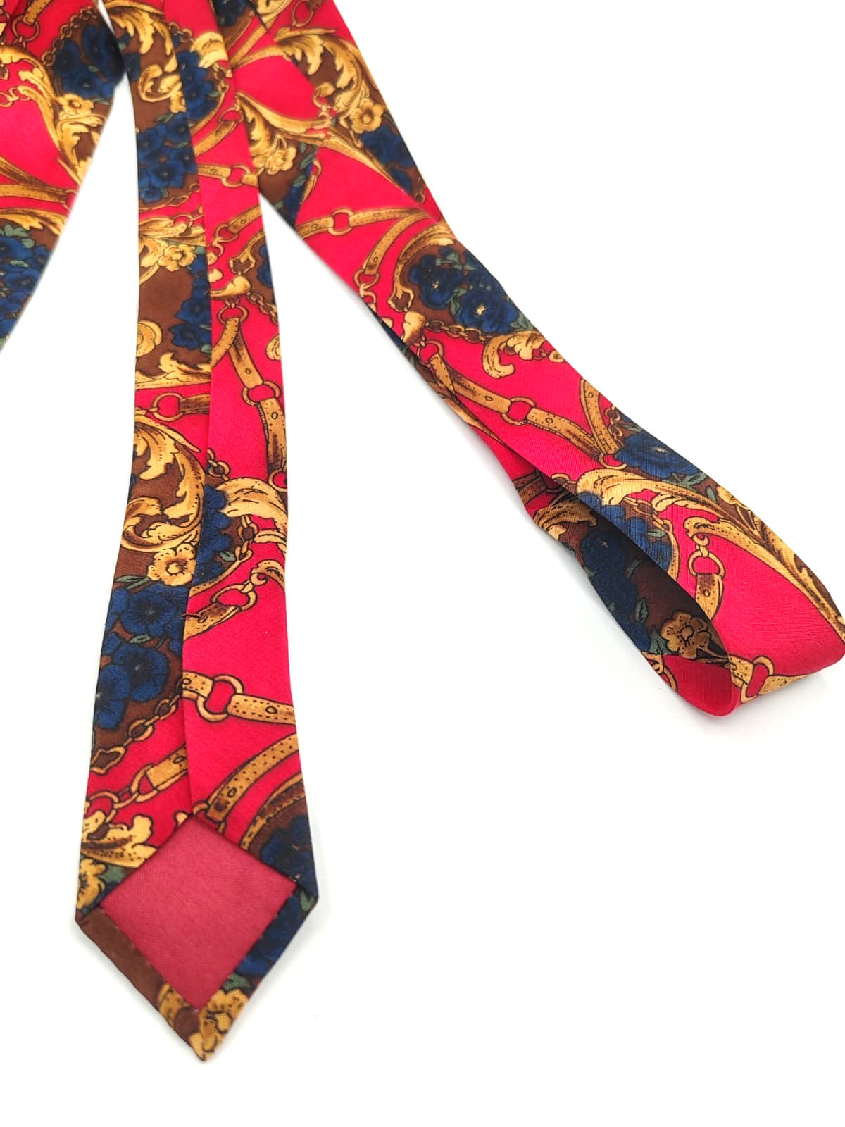 Cravatta GENT'S 100% Seta Vintage Made in Italy Rossa Oro Barocca Cerimonie image 7