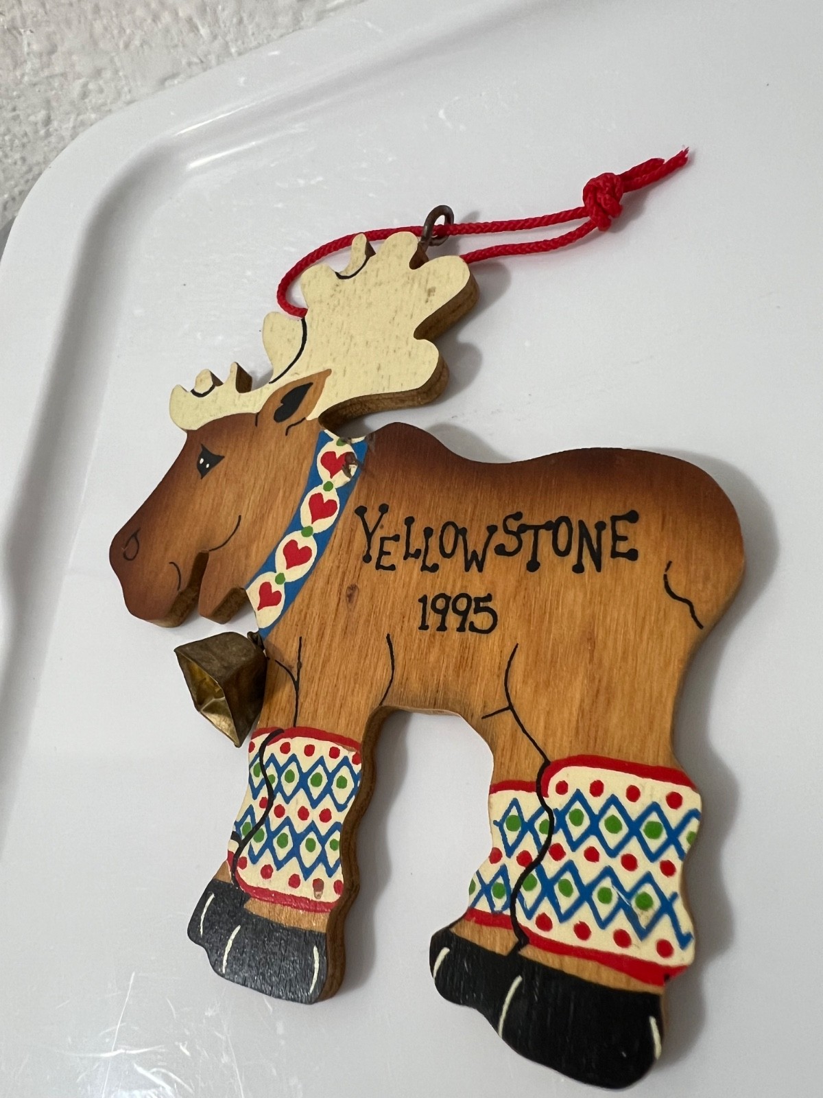 VTG 95 Yellowstone Moose Christmas Ornament Souvenir Wood USA Holiday Nat. Park