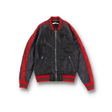 Givenchy Black and Red Striped Leather and Nylon Bomber Jacket | Size 50 (L)