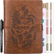 XKDOUS Blank Recipe Book Binder to Write in Your Own Recipes, Leather Recipe