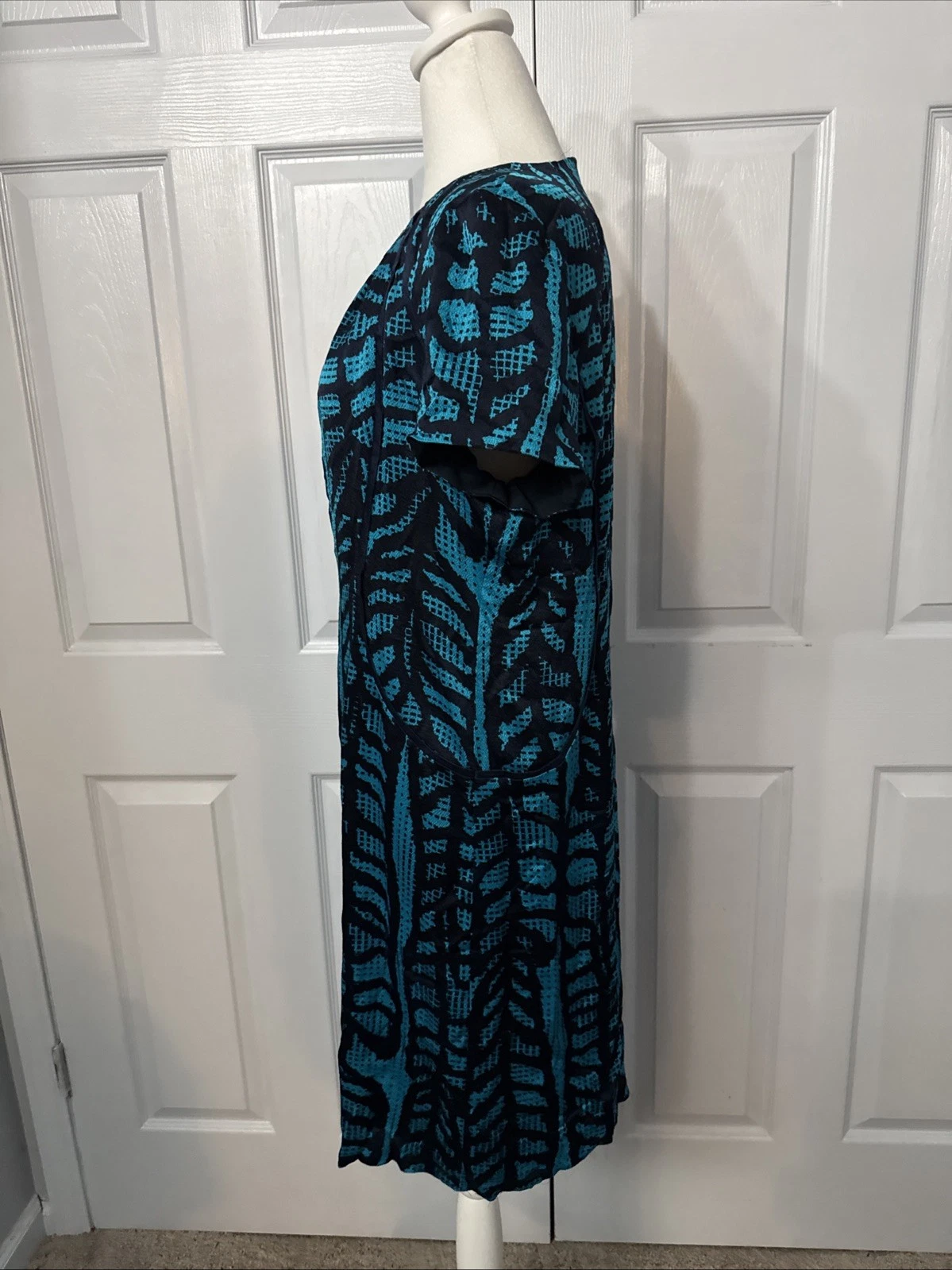 Abito donna TORY BURCH Congo foglia modesto seta taglia 14 manica ad aletta verde acqua