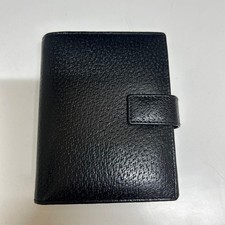 GUCCI Agenda Day Planner Cover 6-ring Binder Leather Black Italy Vintage
