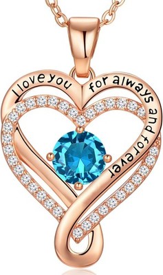 925 Sterling Silver Infinity Love Heart Necklace for Women,18K Rose Gold Jewelry