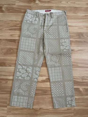 SUPREME Pantalon chino grille cachemire Kaki Taille 30 SS20 Extrêmement rare