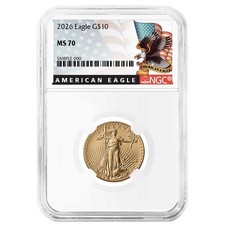 2026 $10 American Gold Eagle 1/4 oz NGC MS70 Black Label 4821.48 per troy oz