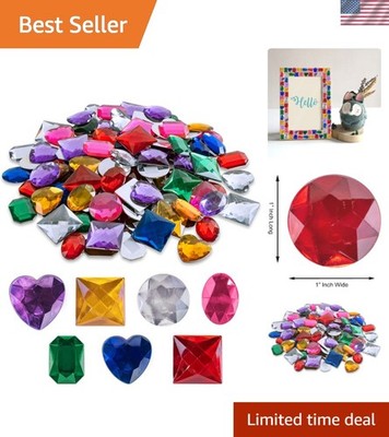Vibrant 100 Pack of Stick-On Heart, Star & Round Gems - Non-Toxic Crafting Fun