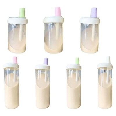 Straw Equipped Water Bottle With Lid Glass Straight Drinking Cup For Daily Use