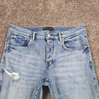 Purple Brand Jeans Mens 34 Skinny Light Wash Distressed Stretch