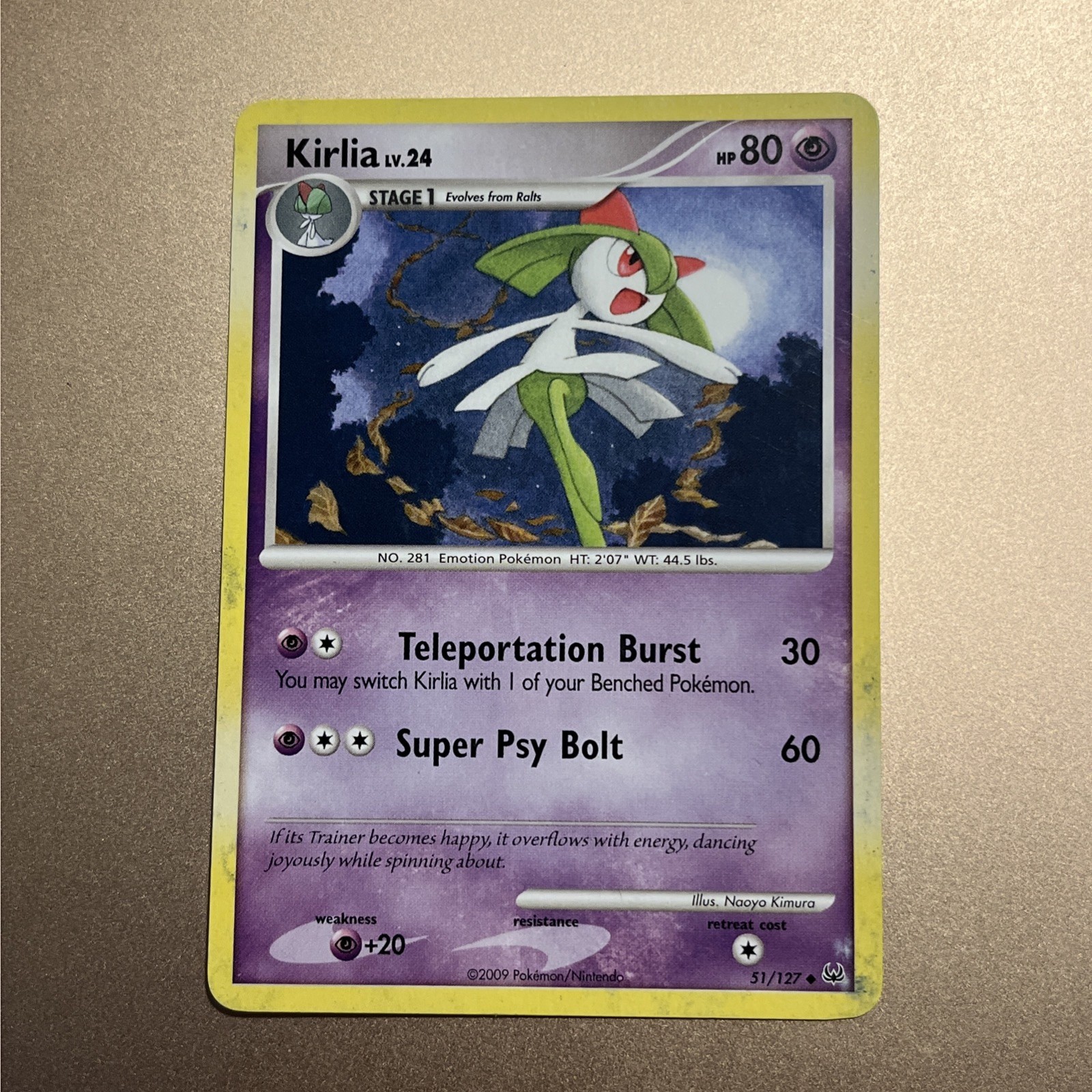 51/127 KIRLIA Uncommon Pokemon TCG PLATINUM Base Set Card