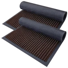  Front Door Mat Indoor Outdoor Entrance, 2-Pack 35 x 23 Inch, 35" x 23" Brown