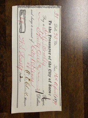 City Of Saco Maine Treasurer Receipt 1879 Old Document