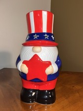 Nice Mr Christmas Patriotic Gnome LED Cookie Jar Mr Liberty
