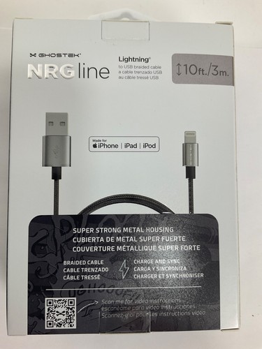 Ghostek NRGline Câble USB iPhone 10FT/3M Graphite Neuf - Photo 2 sur 5