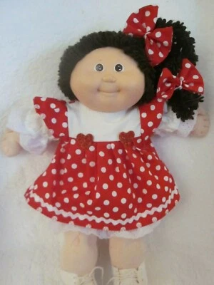CPK doll clothes/16-18 inch/red polka dot dress/bloomers/hair bows