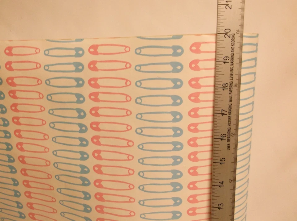 Pink & Blue Diaper Pin Nursery Baby Shower Gift Wrapping Paper 60' x 20" Roll - Image 2 of 4
